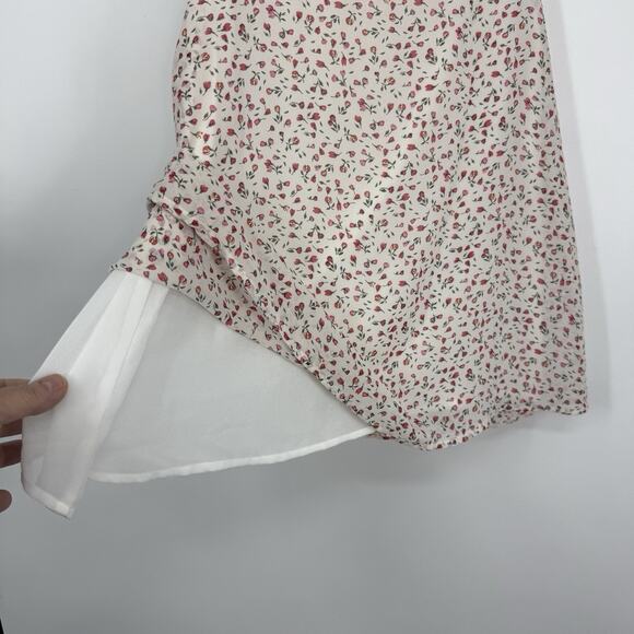 Pleione Sleeveless Top Size XS White Pink Ditsy Floral Pattern Chiffon - Picture 6 of 9